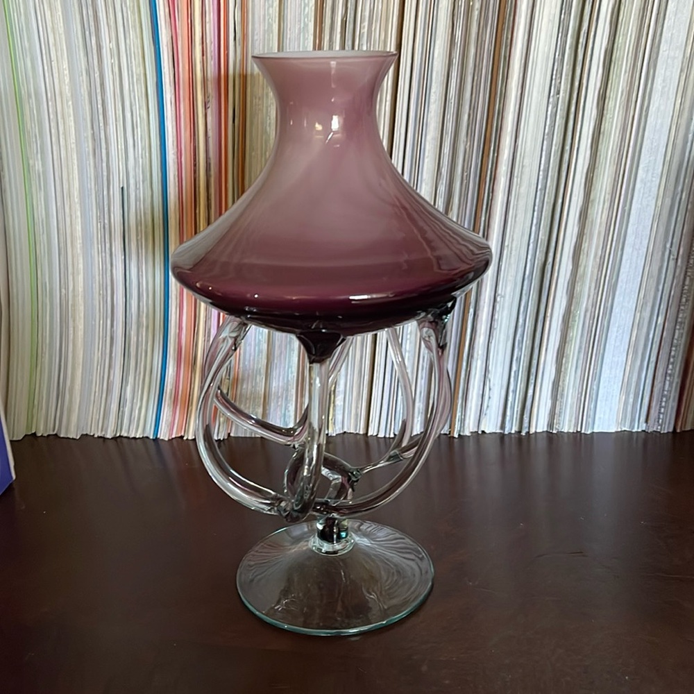 vintage Jozefina Krosno amethyst “octopus" or "jellyfish" vase